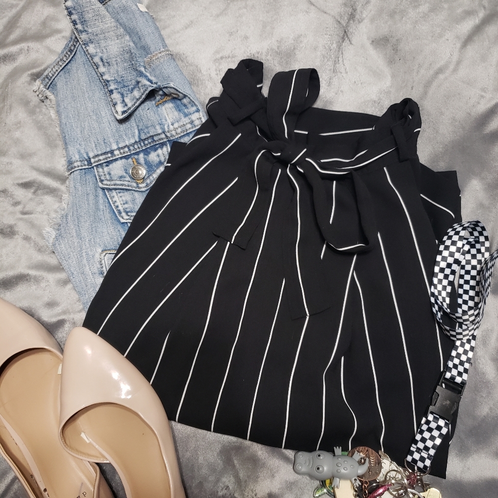 Banana republic stripe midi skirt.